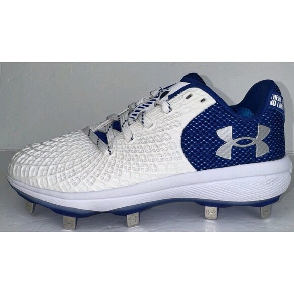 Under Armour Glyde 2 MT Womens 5.5 Metal Softball Cleats White Blue 3026601-101 - Picture 1 of 6